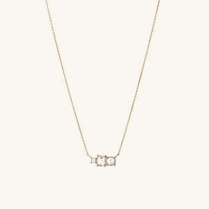 Mejuri sapphire trio necklace, solid gold and white sapphires